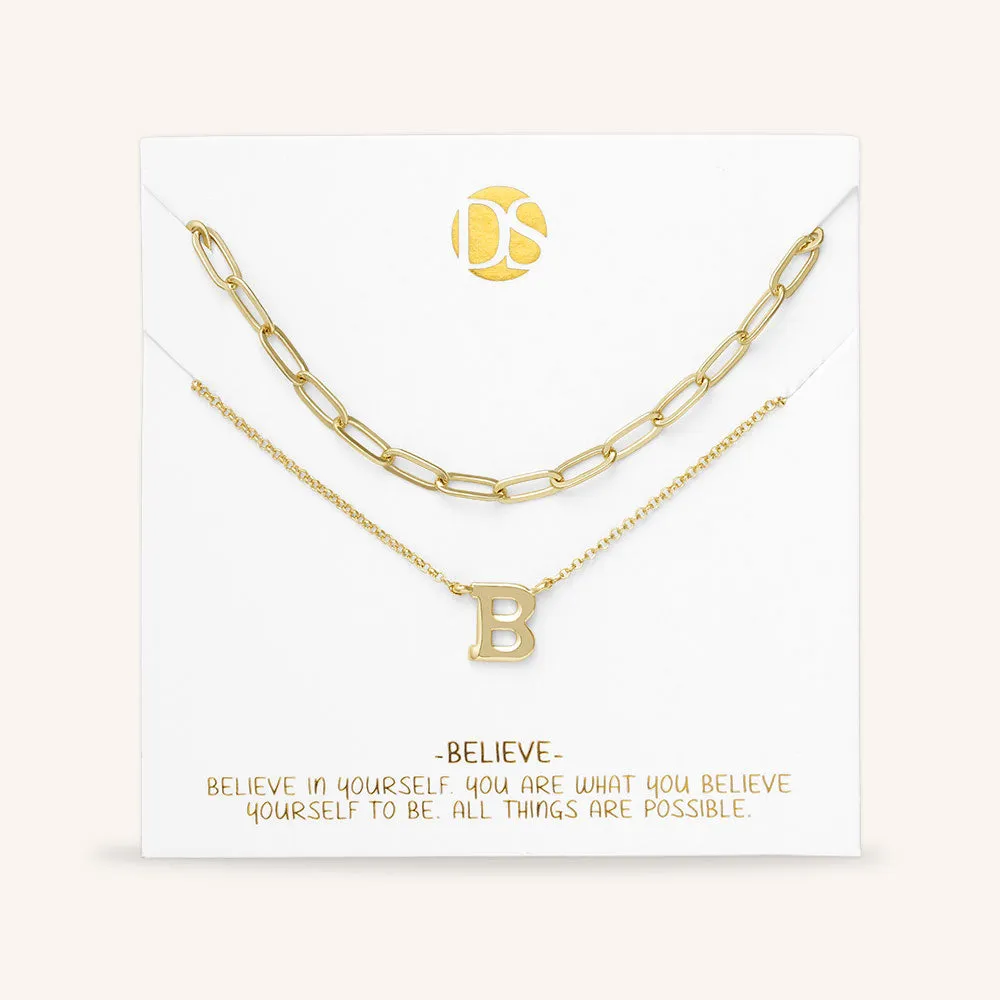 "One in a Million" Set of Two Initial & Clip Chain Layering Necklaces