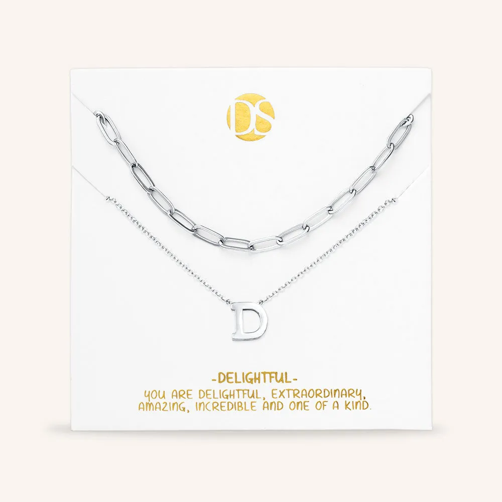 "One in a Million" Set of Two Initial & Clip Chain Layering Necklaces