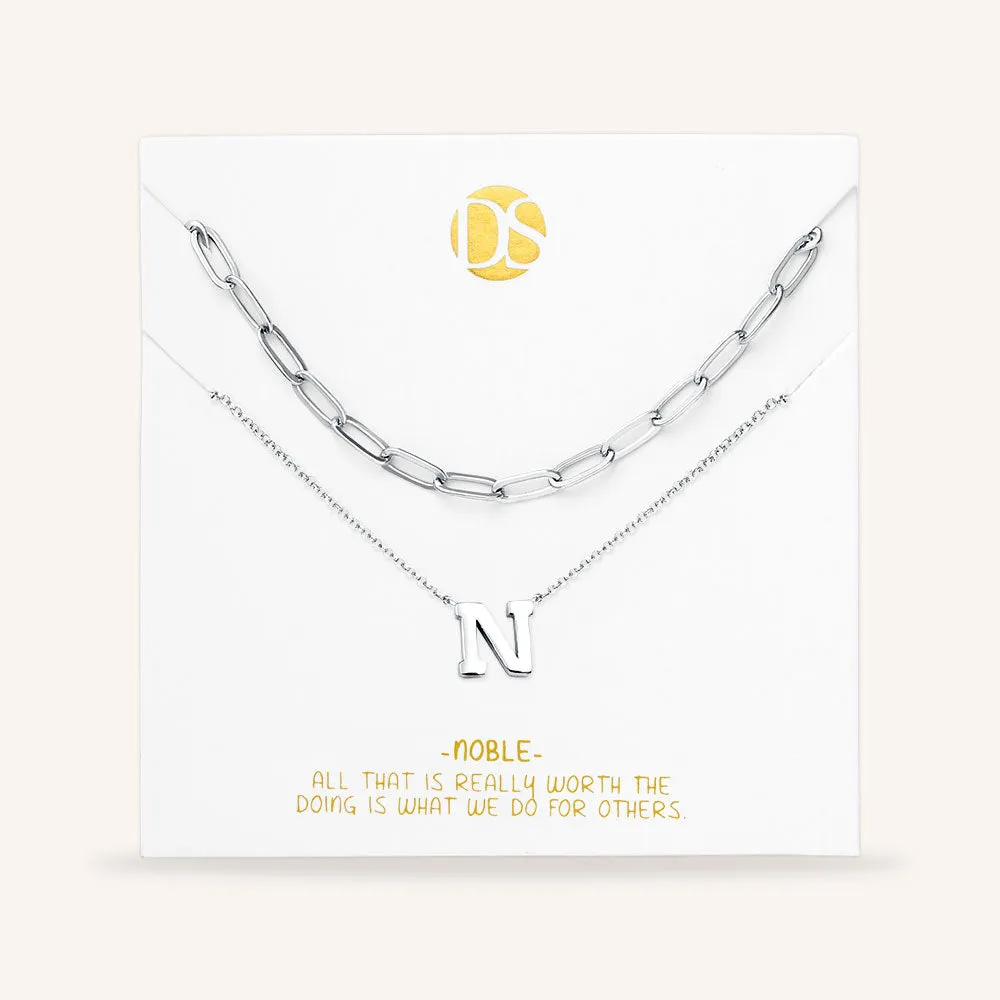 "One in a Million" Set of Two Initial & Clip Chain Layering Necklaces