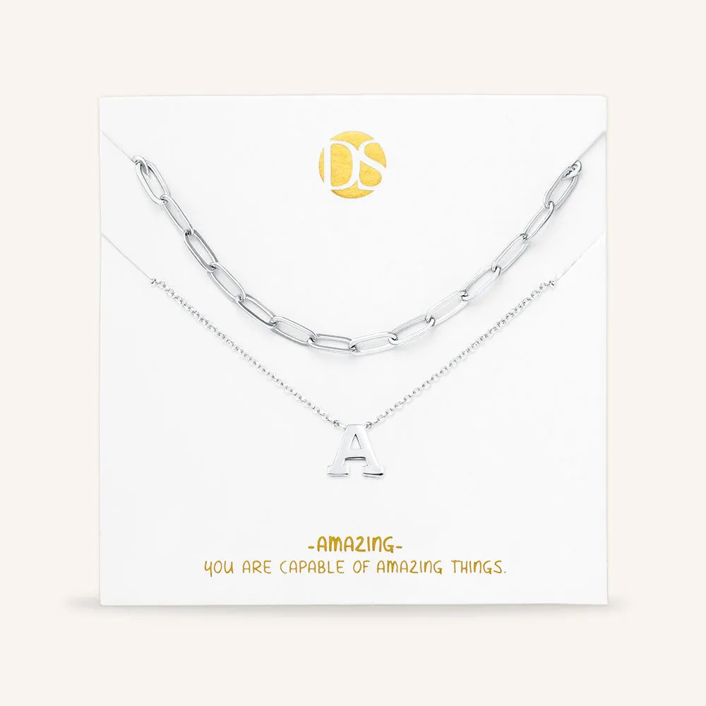 "One in a Million" Set of Two Initial & Clip Chain Layering Necklaces