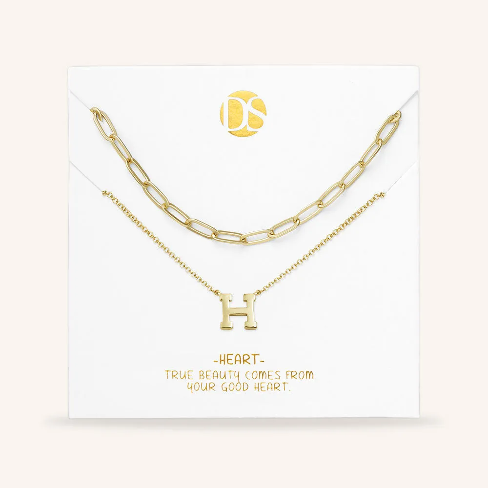 "One in a Million" Set of Two Initial & Clip Chain Layering Necklaces