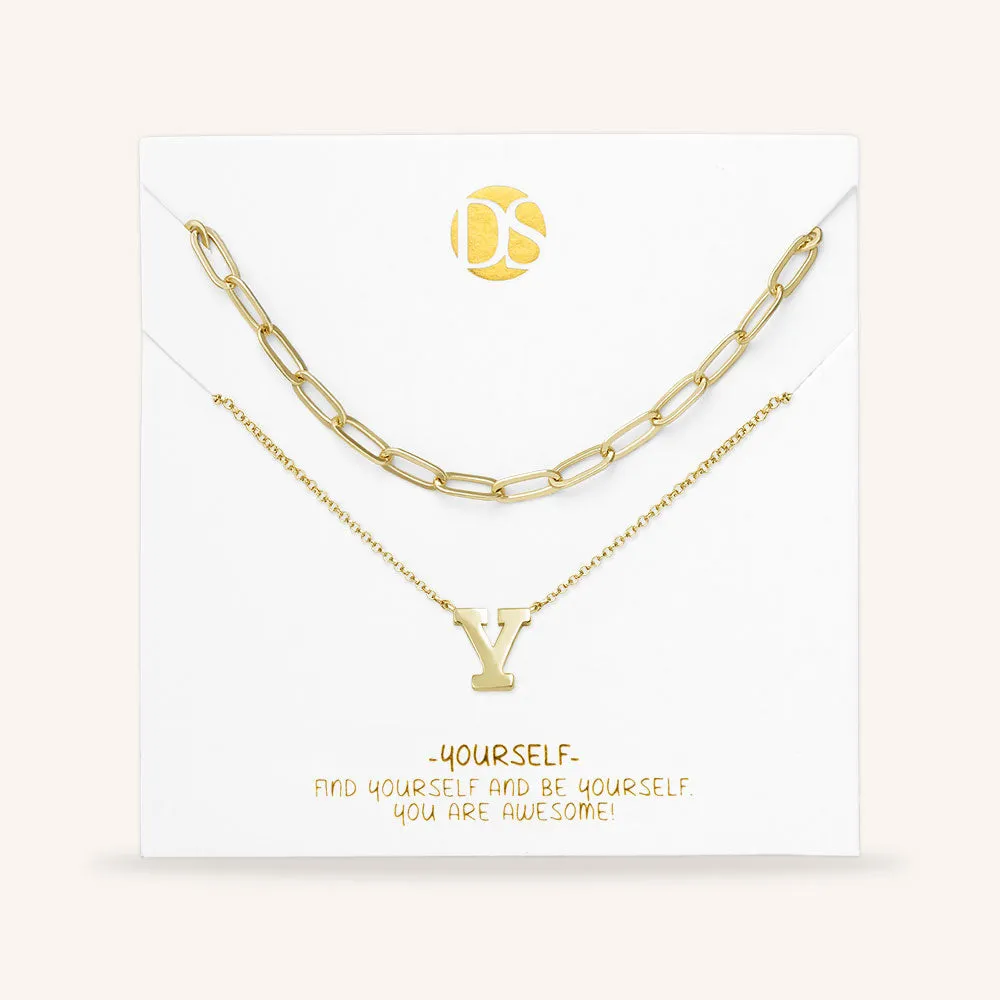 "One in a Million" Set of Two Initial & Clip Chain Layering Necklaces