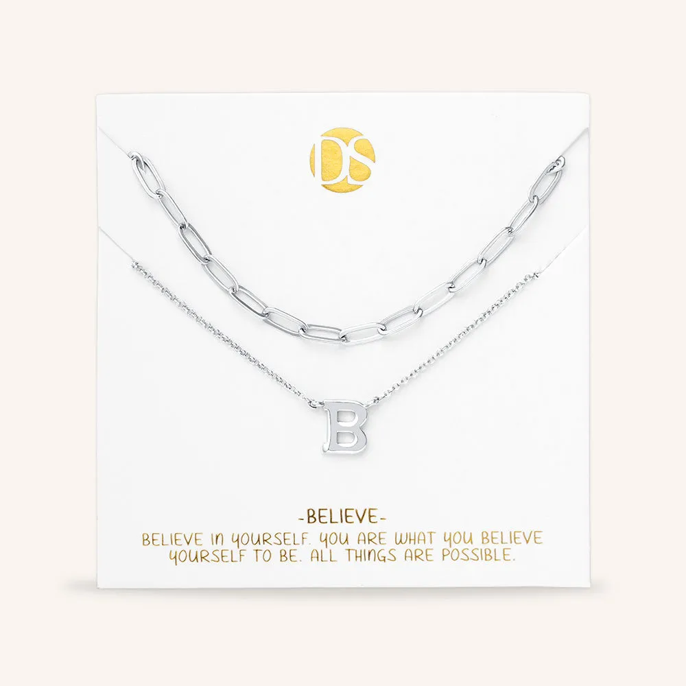 "One in a Million" Set of Two Initial & Clip Chain Layering Necklaces