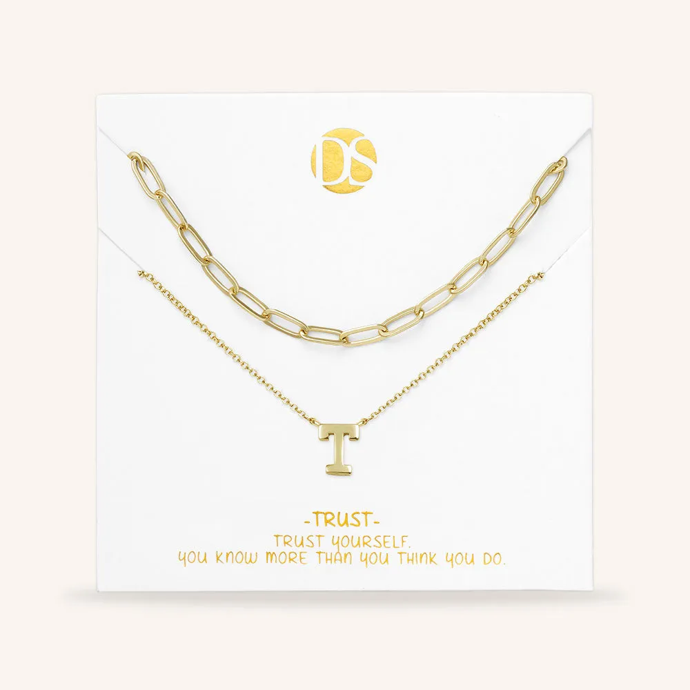 "One in a Million" Set of Two Initial & Clip Chain Layering Necklaces
