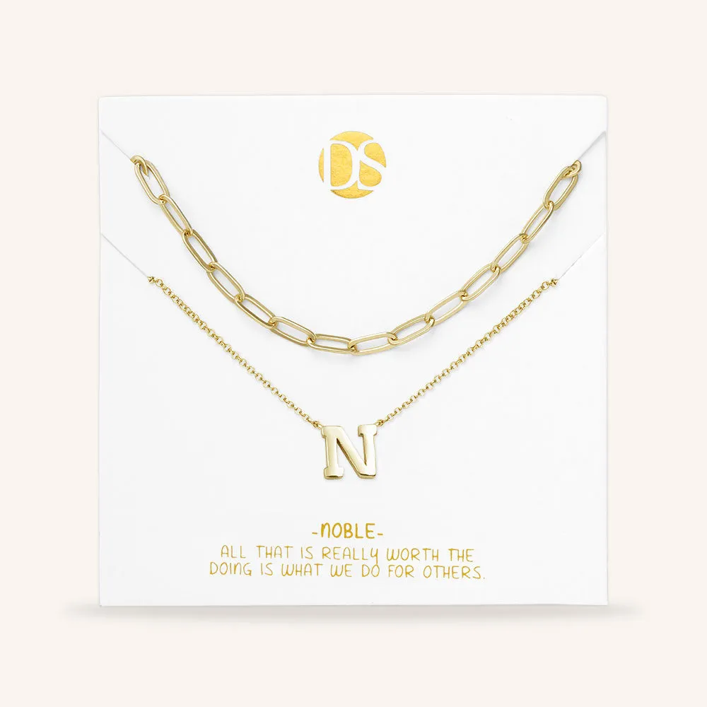 "One in a Million" Set of Two Initial & Clip Chain Layering Necklaces