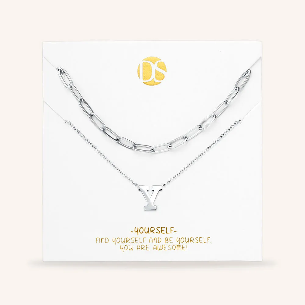 "One in a Million" Set of Two Initial & Clip Chain Layering Necklaces