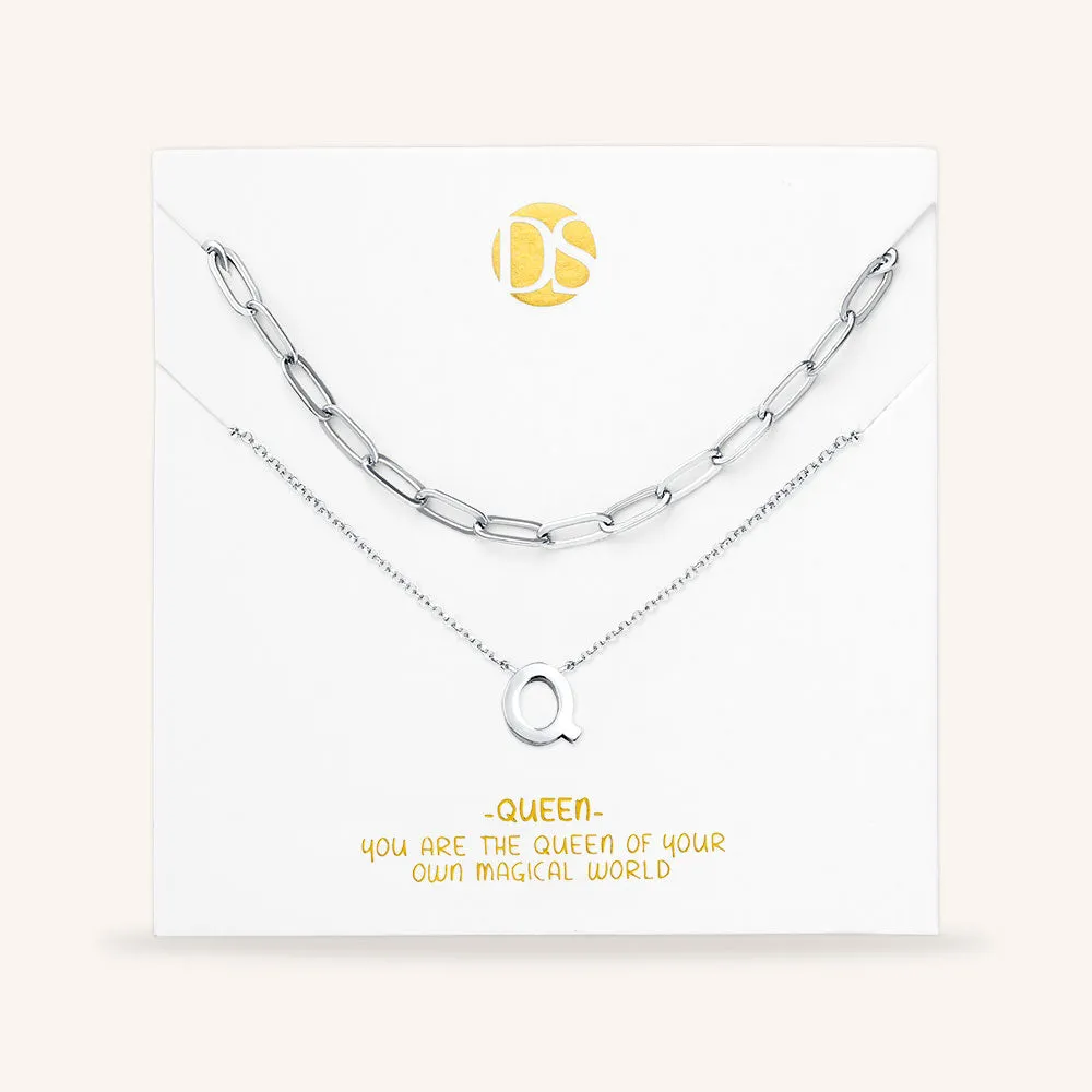 "One in a Million" Set of Two Initial & Clip Chain Layering Necklaces