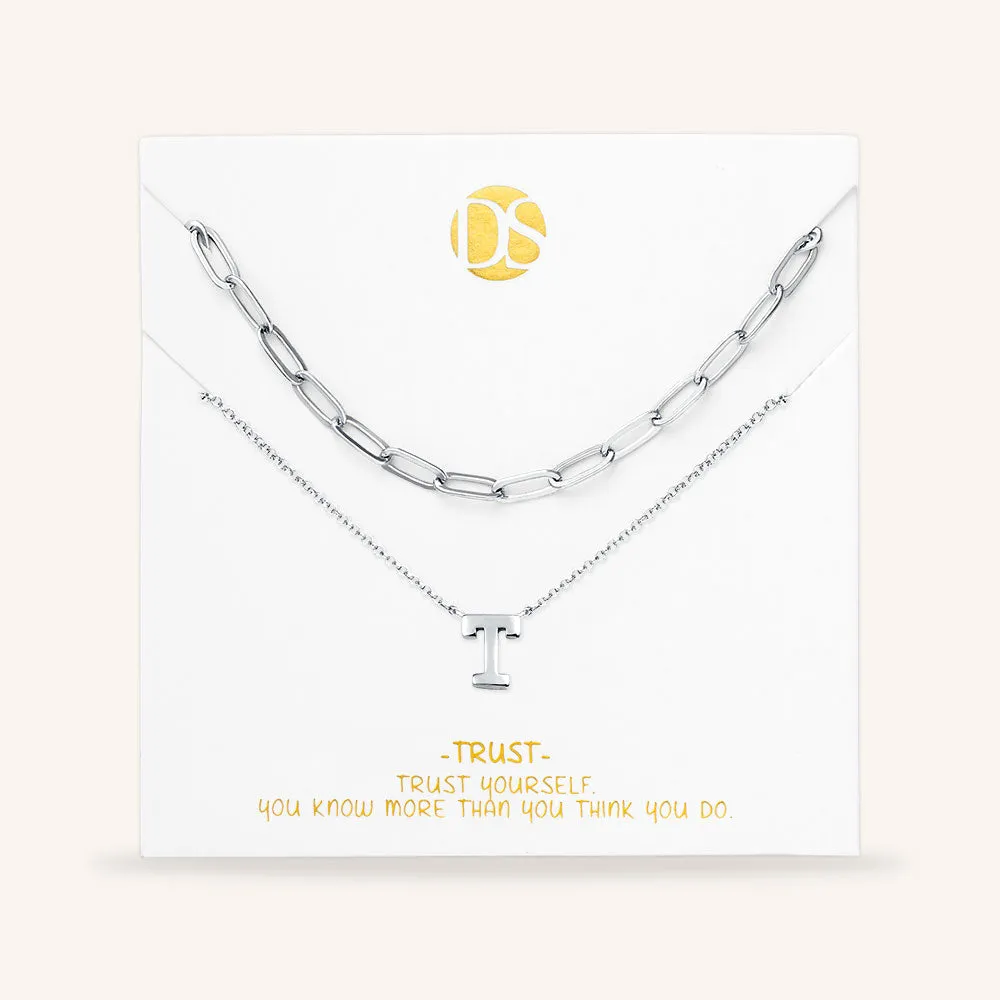 "One in a Million" Set of Two Initial & Clip Chain Layering Necklaces