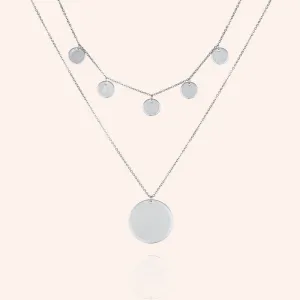 "Phuket" Set of Two High Polished Station Discs Layering Necklaces