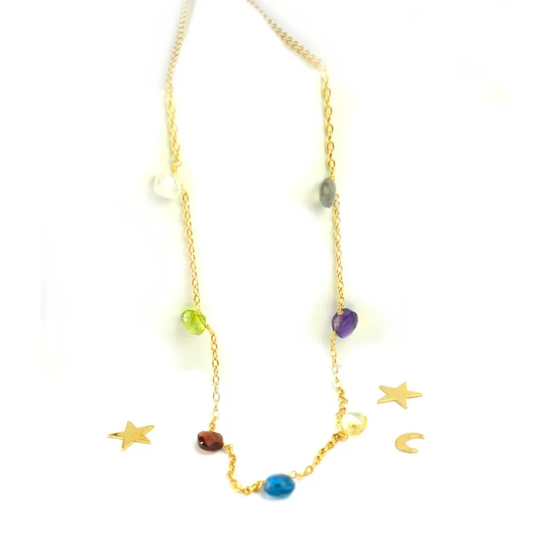 Rainbow Multi Gemstone Necklace