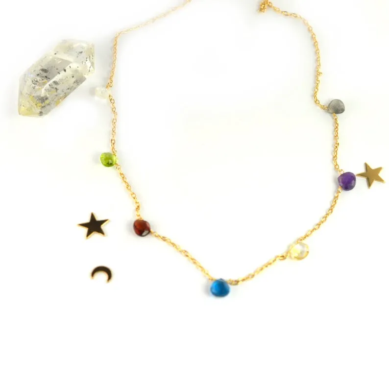 Rainbow Multi Gemstone Necklace