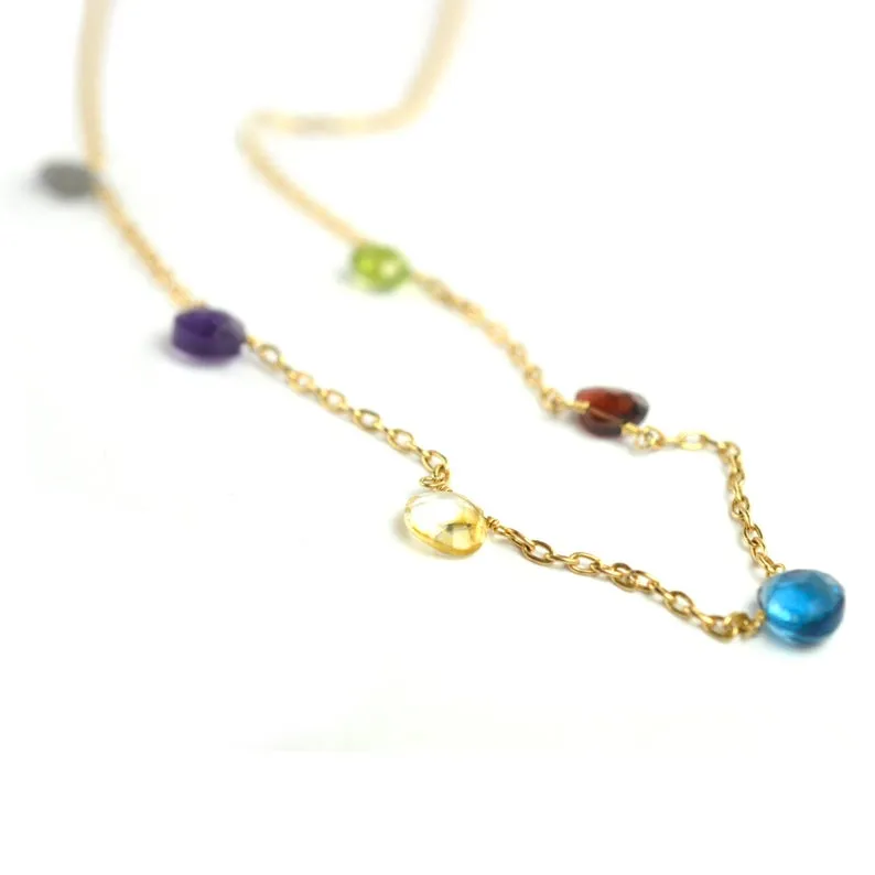 Rainbow Multi Gemstone Necklace