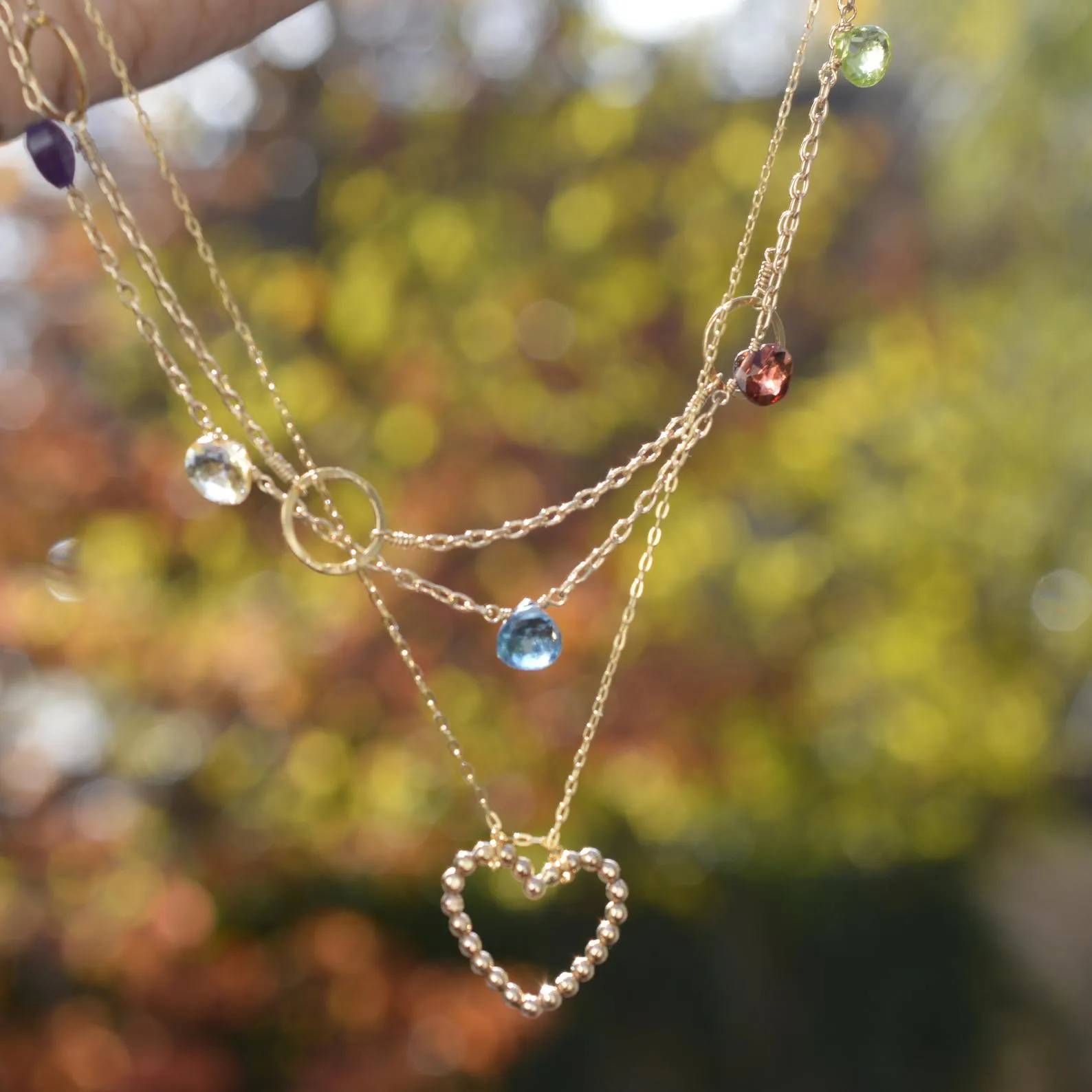 Rainbow Multi Gemstone Necklace