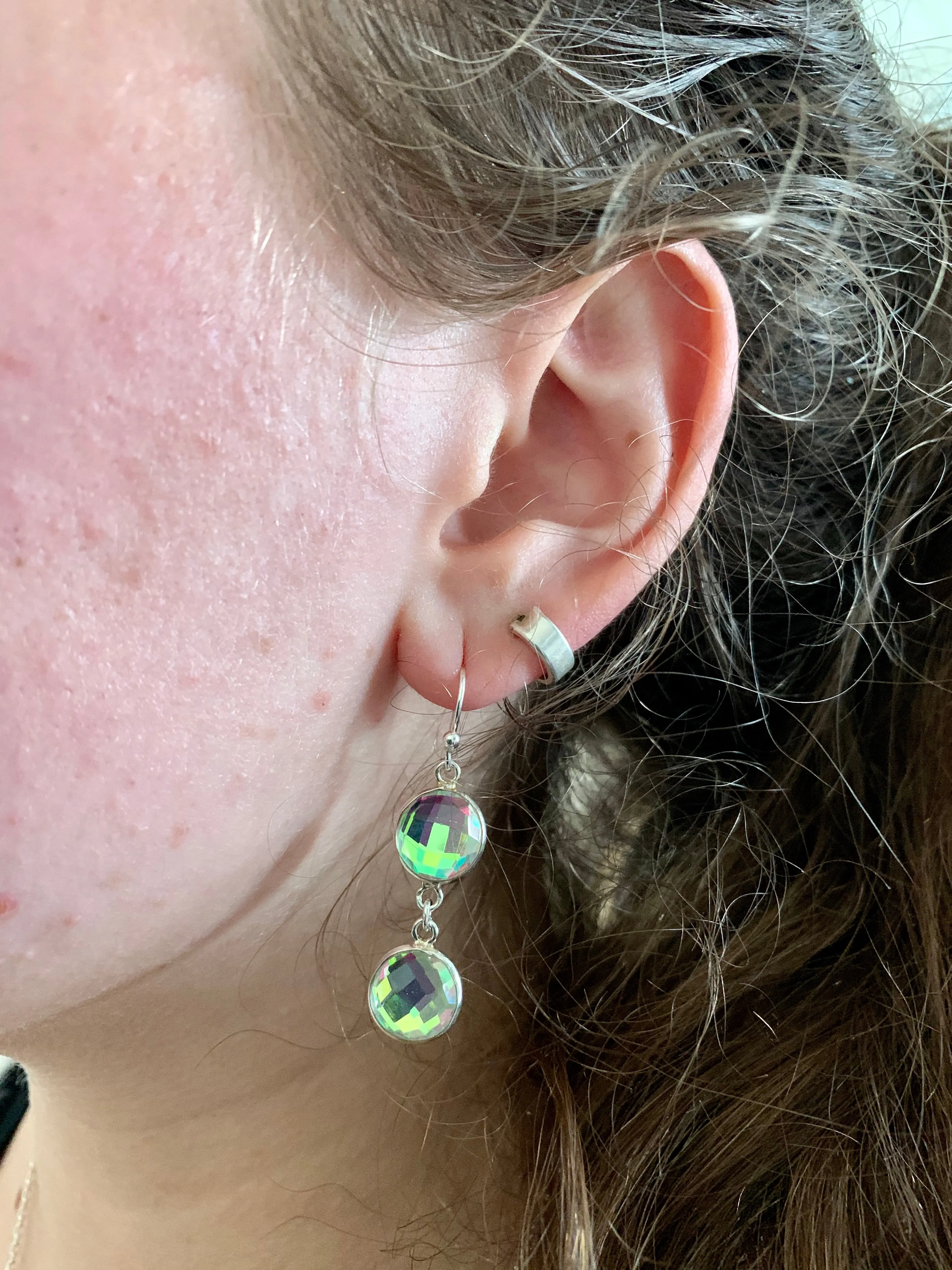 Rainbow Topaz Double Akoni Earrings