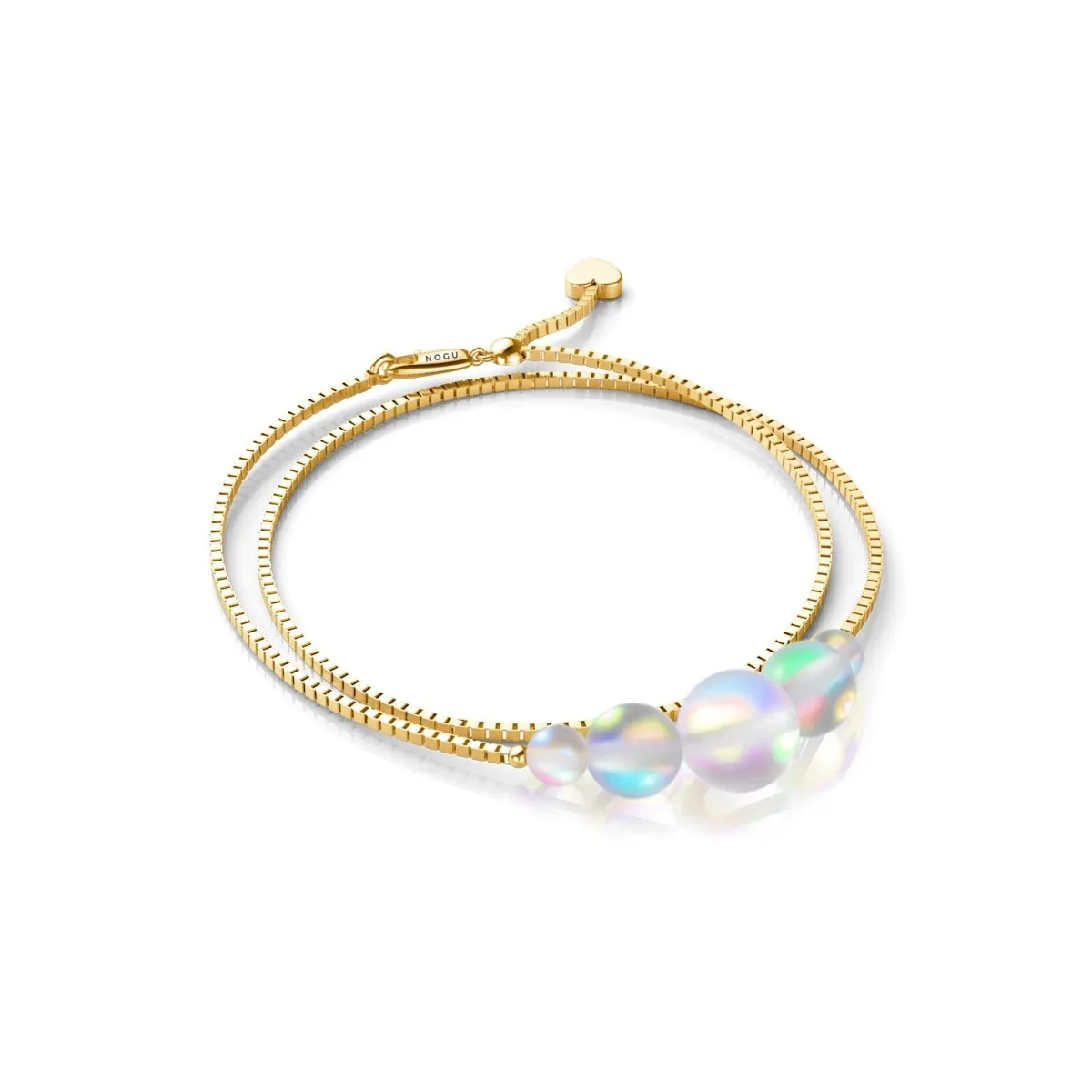 Rainbow White | Gold Vermeil | Mermaid Glass Infinity Clasp Anklet