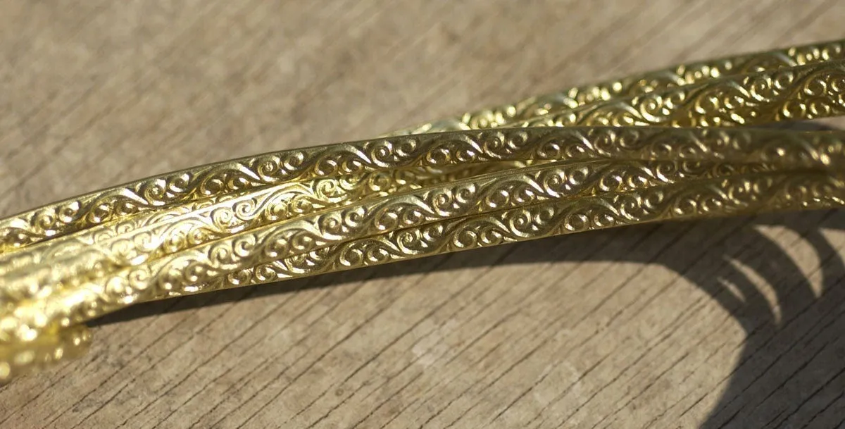 Raw Brass patterned wire for making rings and bangle bracelets, gallery wire