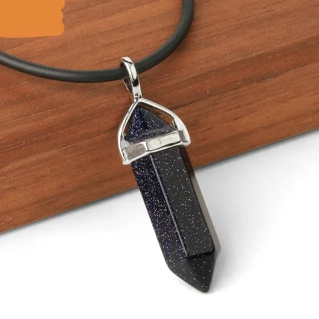 Raw Pink Purple Gem Crystal Necklace