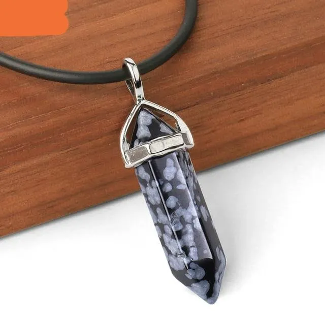 Raw Pink Purple Gem Crystal Necklace