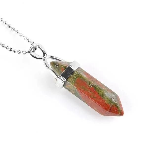 Raw Pink Purple Gem Crystal Necklace