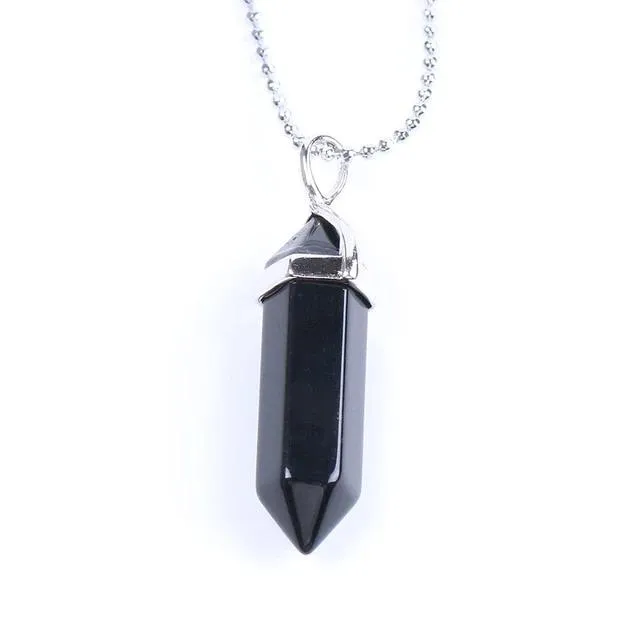 Raw Pink Purple Gem Crystal Necklace