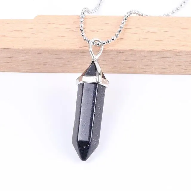 Raw Pink Purple Gem Crystal Necklace