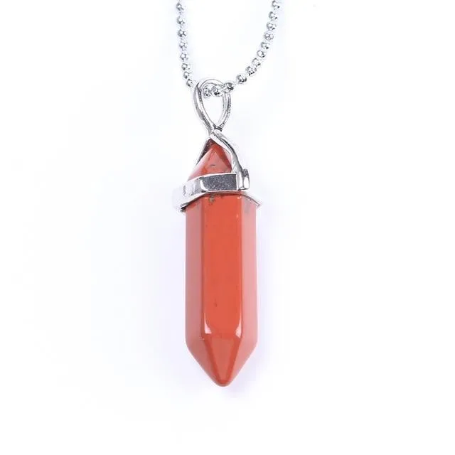 Raw Pink Purple Gem Crystal Necklace