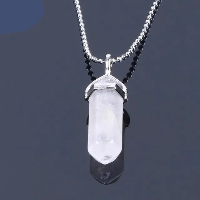 Raw Pink Purple Gem Crystal Necklace