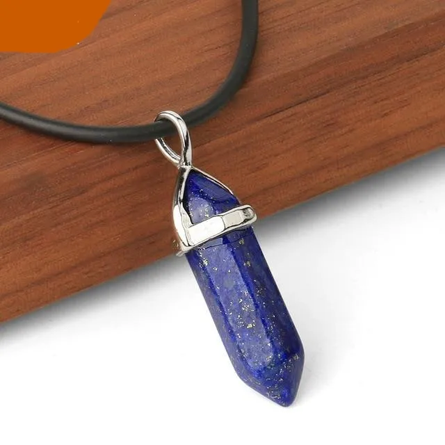 Raw Pink Purple Gem Crystal Necklace