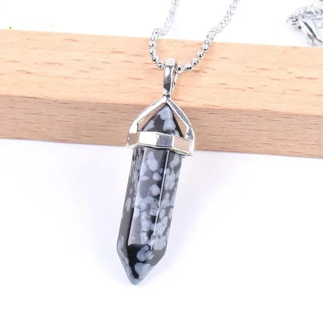 Raw Pink Purple Gem Crystal Necklace