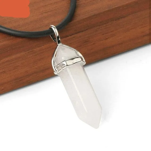 Raw Pink Purple Gem Crystal Necklace