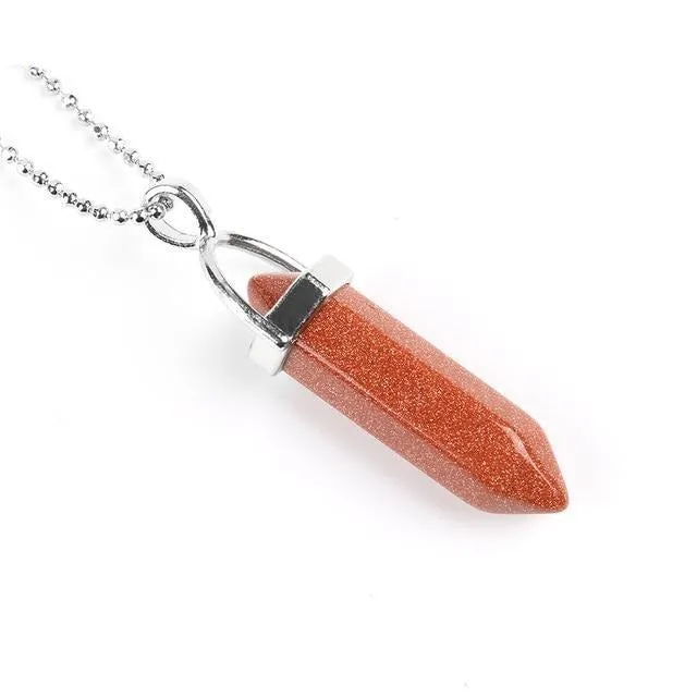 Raw Pink Purple Gem Crystal Necklace