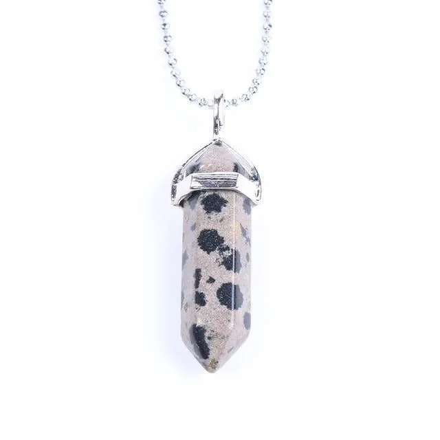 Raw Pink Purple Gem Crystal Necklace