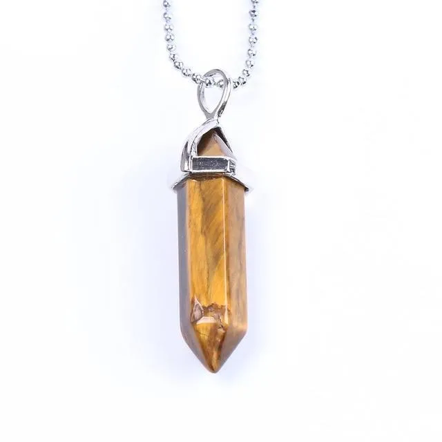 Raw Pink Purple Gem Crystal Necklace