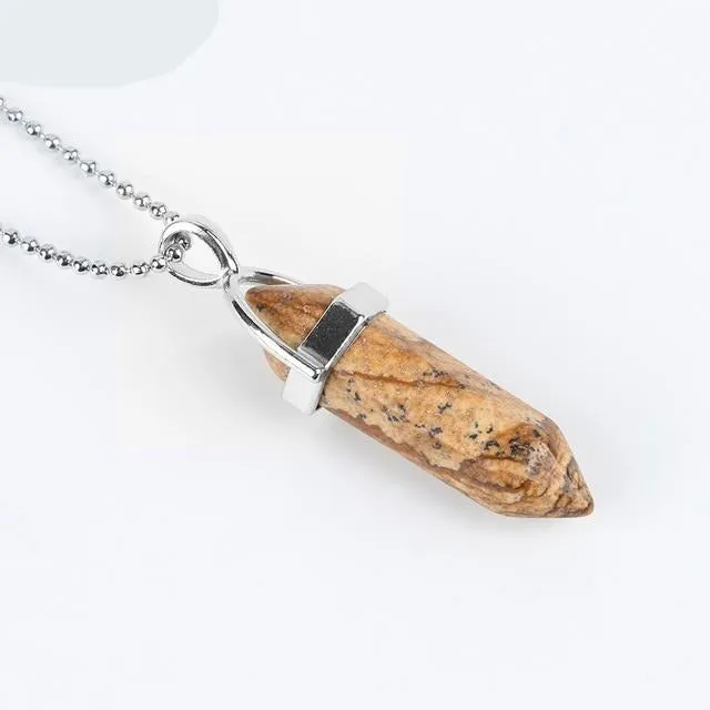 Raw Pink Purple Gem Crystal Necklace