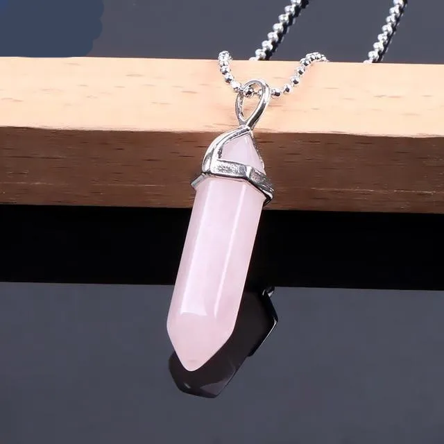Raw Pink Purple Gem Crystal Necklace