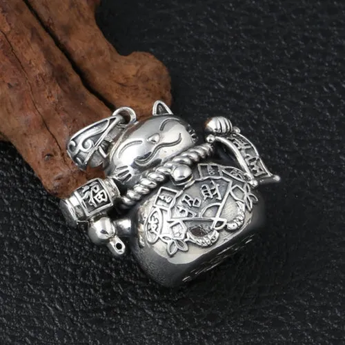 Real 925 Sterling Silver Pendant Cat Jewelry