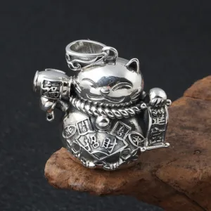 Real 925 Sterling Silver Pendant Cat Jewelry