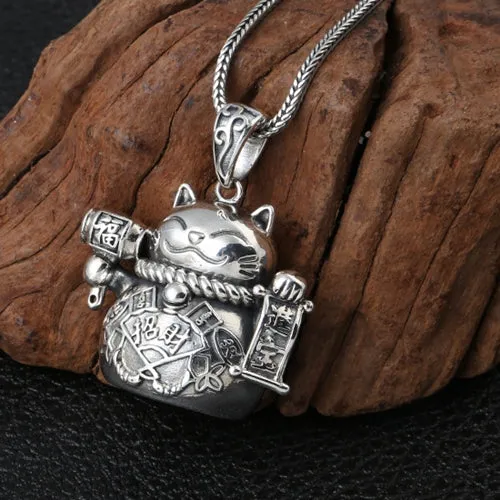 Real 925 Sterling Silver Pendant Cat Jewelry