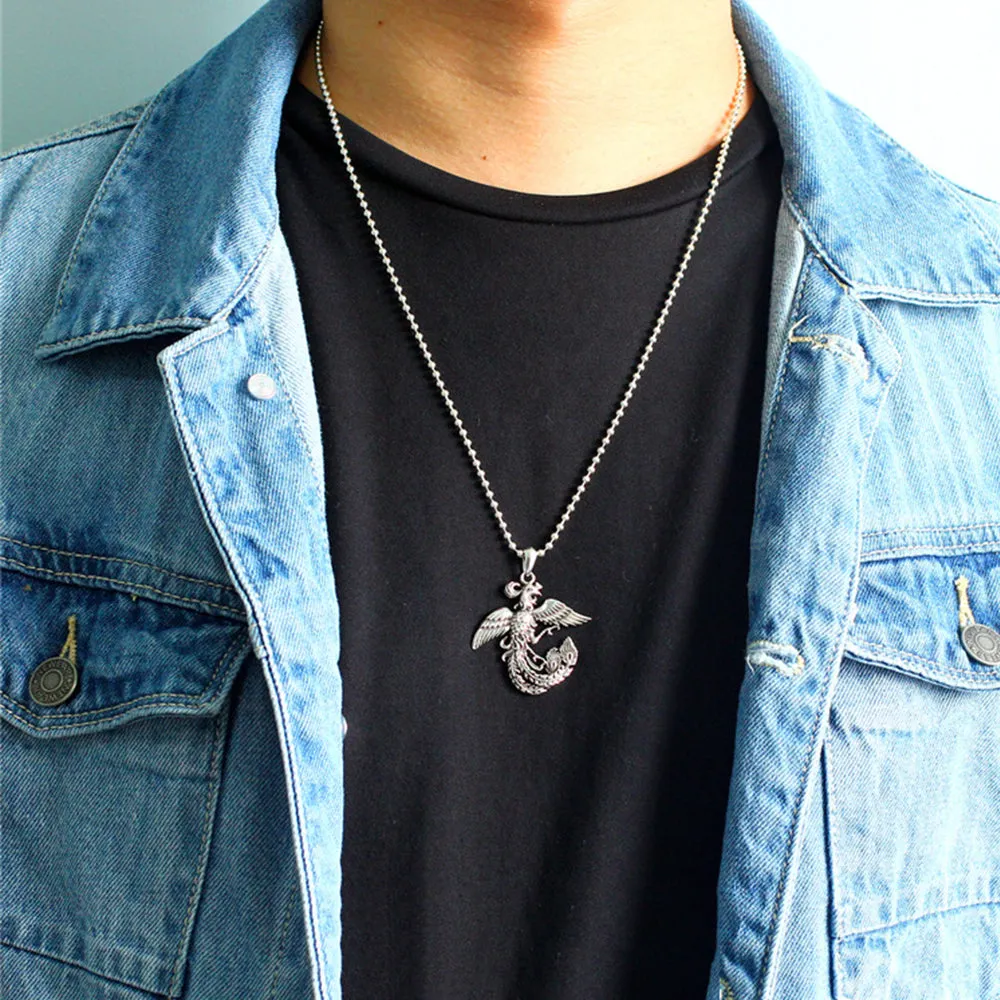 Real Solid 925 Sterling Silver Necklaces Pendants Animals Phoenix Divine Bird Jewelry