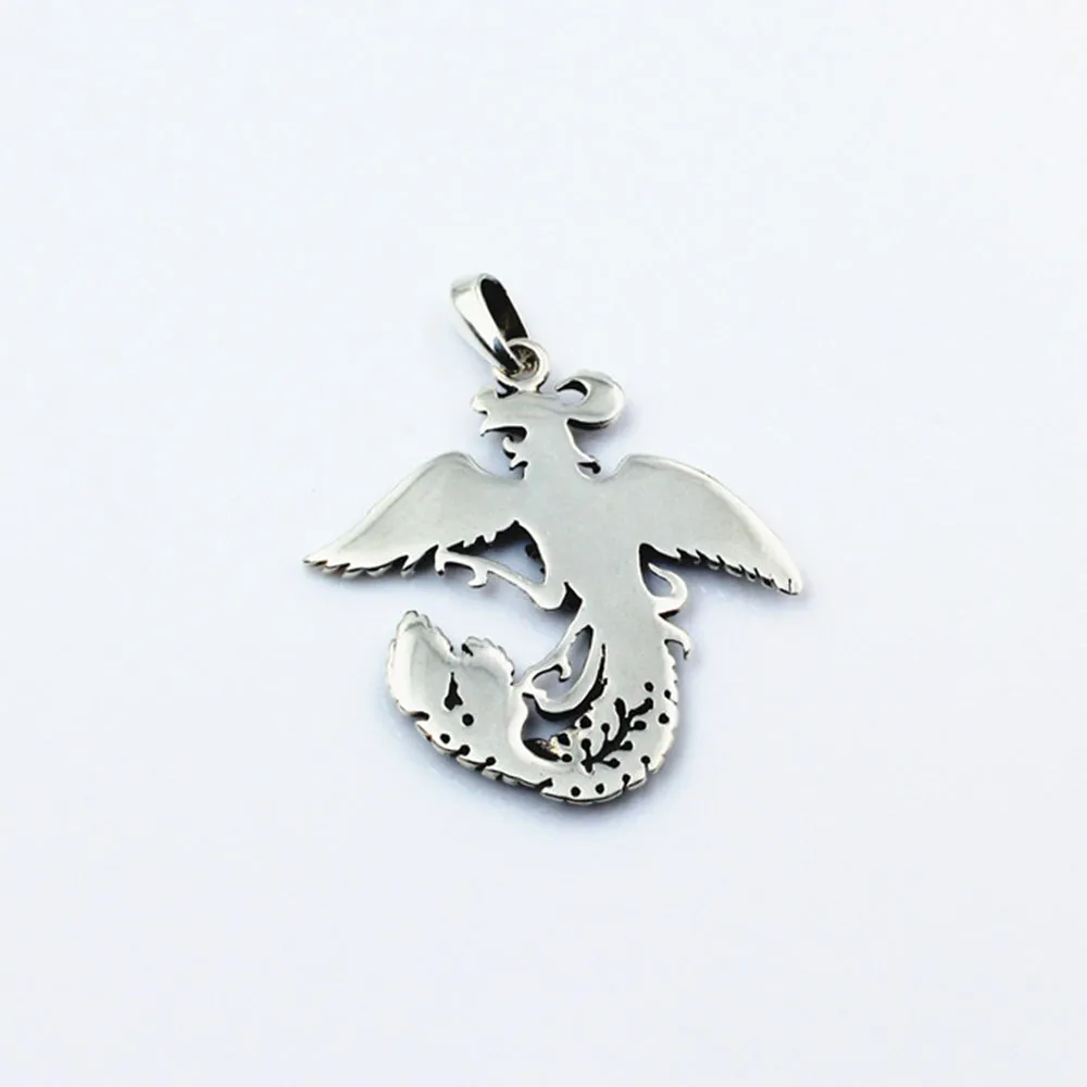 Real Solid 925 Sterling Silver Necklaces Pendants Animals Phoenix Divine Bird Jewelry