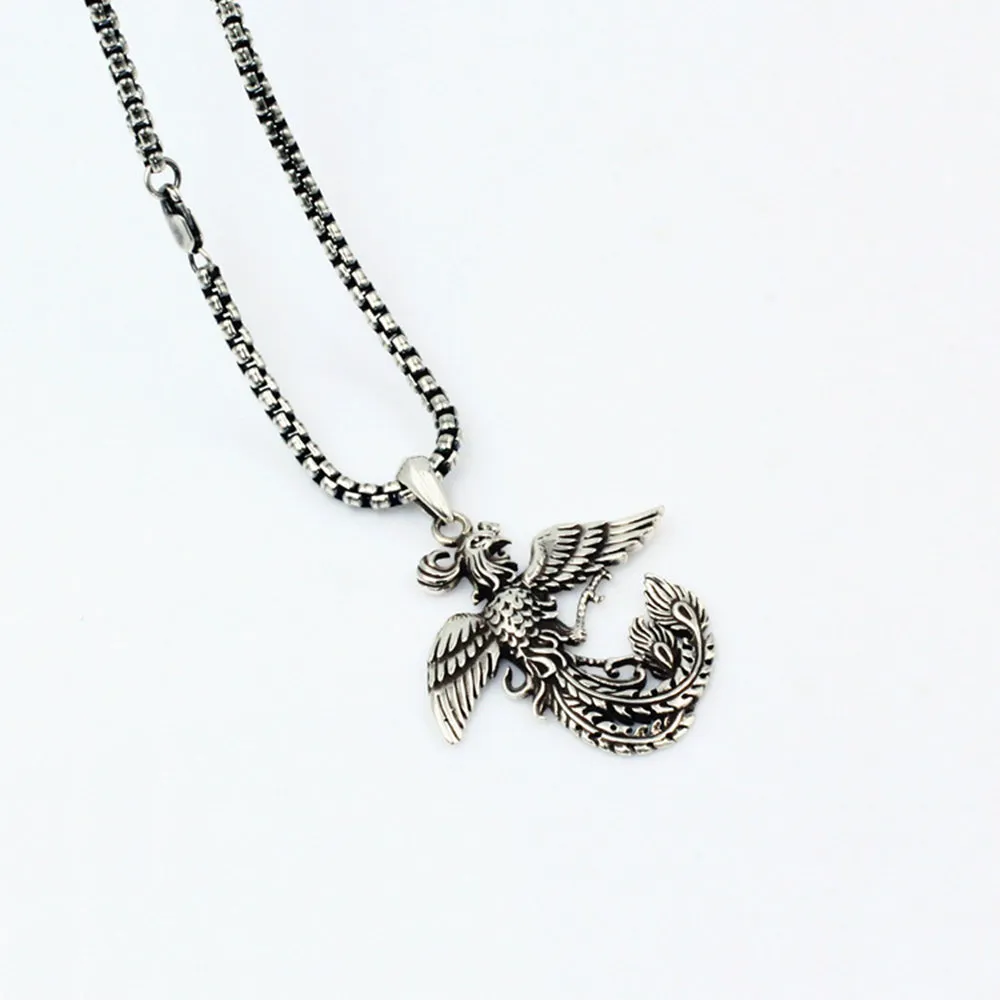 Real Solid 925 Sterling Silver Necklaces Pendants Animals Phoenix Divine Bird Jewelry