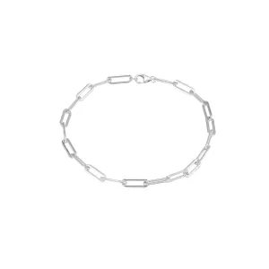 Rectangle Link Chain Anklet - Sterling Silver