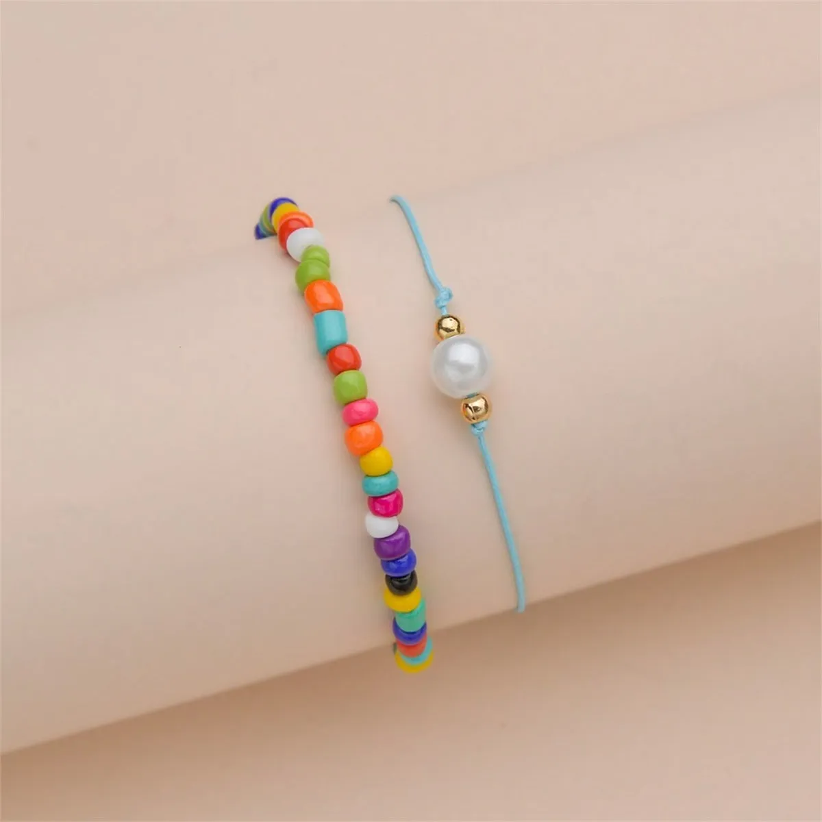 Red Multicolor Howlite Stretch Anklet Set