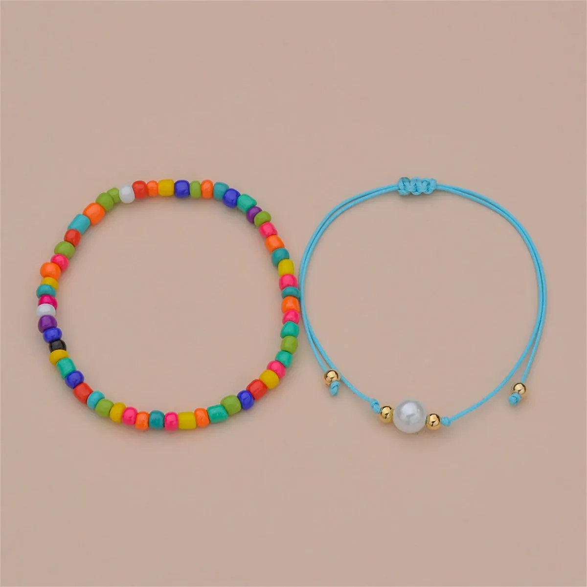 Red Multicolor Howlite Stretch Anklet Set