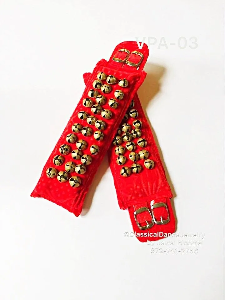 Red Velvet salangai/Ghungroo/anklets /bells/Payal | Belt | Bharatnatyam, Kuchipudi, Kathak | Classical Dance Jewelry