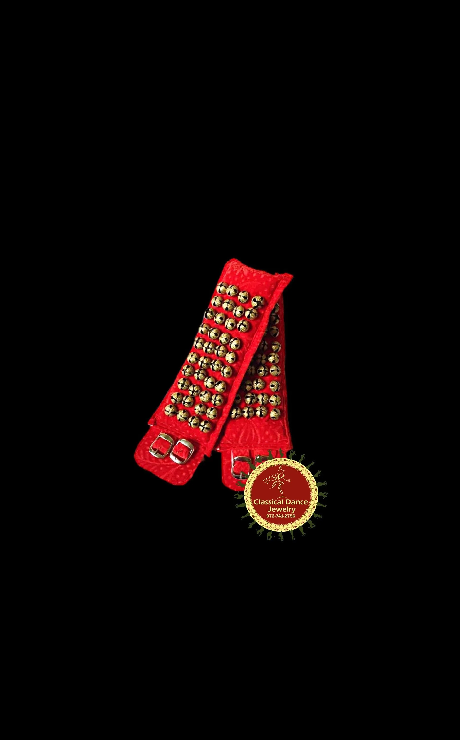 Red Velvet salangai/Ghungroo/anklets /bells/Payal | Belt | Bharatnatyam, Kuchipudi, Kathak | Classical Dance Jewelry