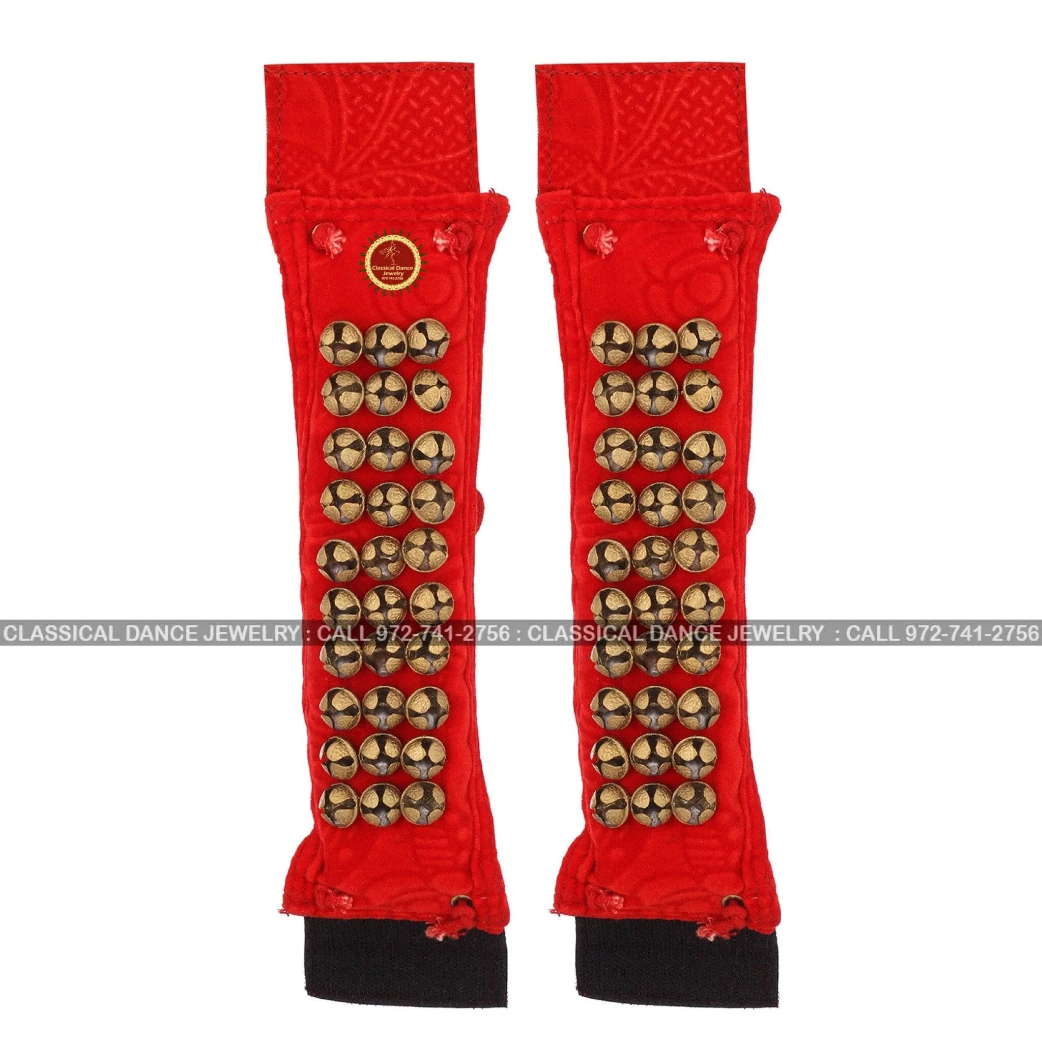 Red Velvet salangai/Ghungroo/anklets /bells/Payal | Velcro | Bharatnatyam, Kuchipudi, Kathak | Classical Dance Jewelry