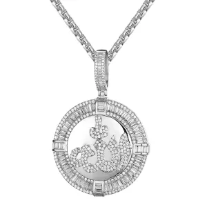 Religious Allah Arabic Muslim God 3D Circle Medallion Tennis Chain