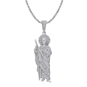 religious jewelry Men's brass jewelry gold plated St Jude San Judas Tadeo Iced jesus Pendant
