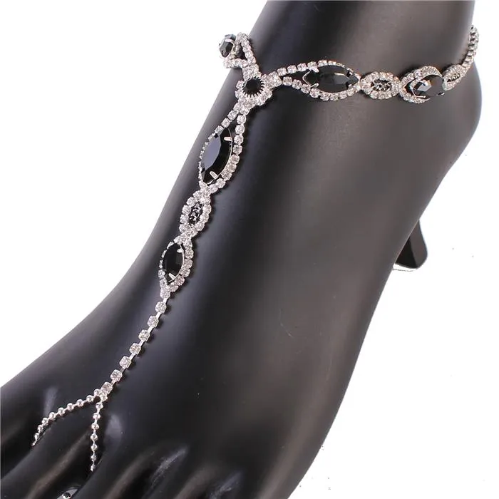 Rhinestones Leaves Anket With Ring